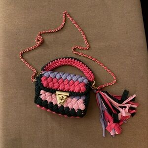 Multicolor Woven Tassel Crossbody Bag